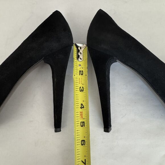 Stuart Weitzman Black Suede Floral Peep Toe Stiletto Heels Women’s 8.5 Evening - Picture 11 of 16